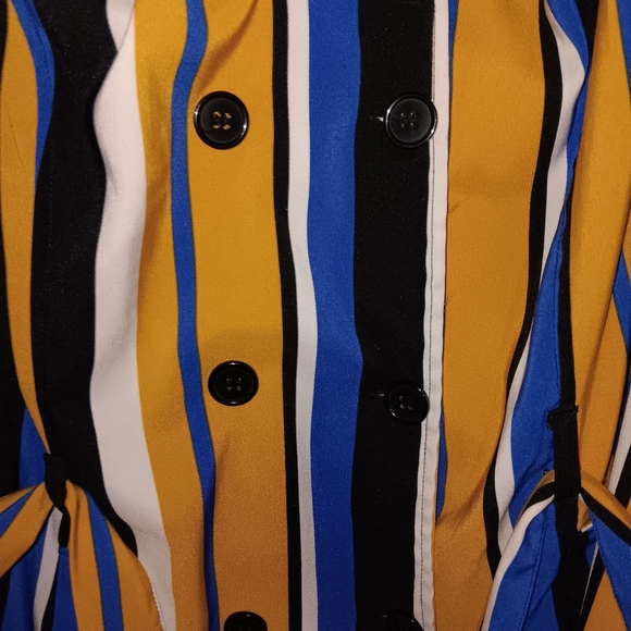 Ashley stewart women's stripped blazer dress size 24 yellow and blue - Picture 2 of 6